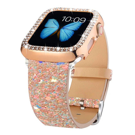 xDfind Glitter Sequins Leather Watch Band, For Apple Watch 42 / 44 / 45 / 46 / 49mm, For Apple Watch 38 / 40 / 41 / S10 42mm - DealBuddy