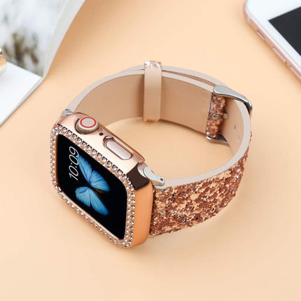 xDfind Glitter Sequins Leather Watch Band, For Apple Watch 42 / 44 / 45 / 46 / 49mm, For Apple Watch 38 / 40 / 41 / S10 42mm - DealBuddy