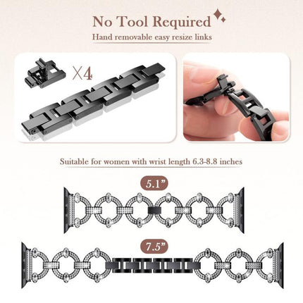 xDfind O-shaped Diamond Metal Watch Band, For Apple Watch 42 / 44 / 45 / 46 / 49mm, For Apple Watch 38 / 40 / 41 / S10 42mm - DealBuddy