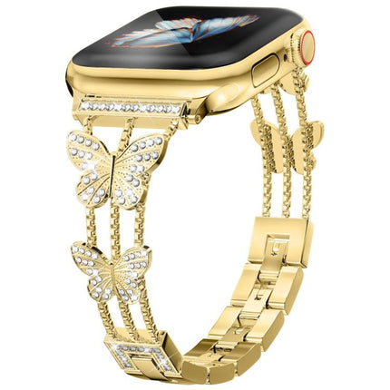 xDfind Butterfly-shaped Diamond Metal Watch Band, For Apple Watch 42 / 44 / 45 / 46 / 49mm, For Apple Watch 38 / 40 / 41 / S10 42mm - DealBuddy
