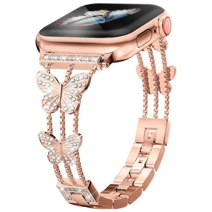 xDfind Butterfly-shaped Diamond Metal Watch Band, For Apple Watch 42 / 44 / 45 / 46 / 49mm, For Apple Watch 38 / 40 / 41 / S10 42mm - DealBuddy