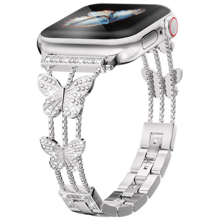 xDfind Butterfly-shaped Diamond Metal Watch Band, For Apple Watch 42 / 44 / 45 / 46 / 49mm, For Apple Watch 38 / 40 / 41 / S10 42mm - DealBuddy