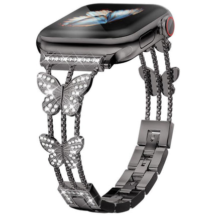 xDfind Butterfly-shaped Diamond Metal Watch Band, For Apple Watch 42 / 44 / 45 / 46 / 49mm, For Apple Watch 38 / 40 / 41 / S10 42mm - DealBuddy