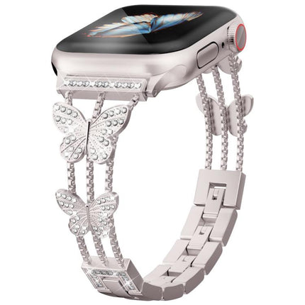 xDfind Butterfly-shaped Diamond Metal Watch Band, For Apple Watch 42 / 44 / 45 / 46 / 49mm, For Apple Watch 38 / 40 / 41 / S10 42mm - DealBuddy