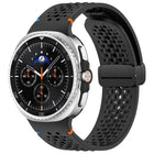 xDfind Magnetic Black Buckle Honeycomb Breathable Silicone Watch Band