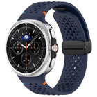 xDfind Magnetic Black Buckle Honeycomb Breathable Silicone Watch Band
