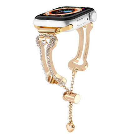 Bone Chain Shaped Diamond Metal Watch Band, For Apple Watch 46mm / 49mm / 45mm / 44mm, For Apple Watch 42mm / 41mm / 40mm / 38mm - DealBuddy