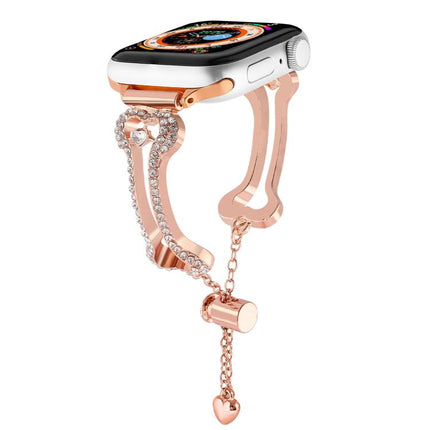 Bone Chain Shaped Diamond Metal Watch Band, For Apple Watch 46mm / 49mm / 45mm / 44mm, For Apple Watch 42mm / 41mm / 40mm / 38mm - DealBuddy
