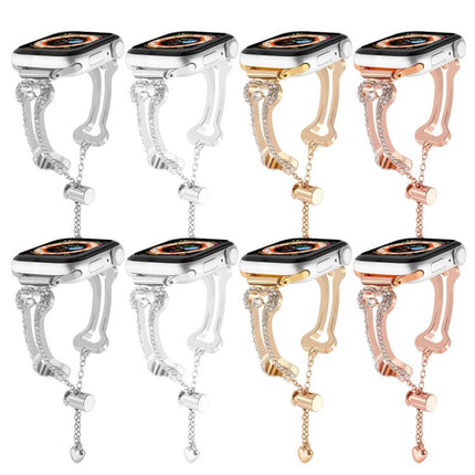 Bone Chain Shaped Diamond Metal Watch Band, For Apple Watch 46mm / 49mm / 45mm / 44mm, For Apple Watch 42mm / 41mm / 40mm / 38mm - DealBuddy