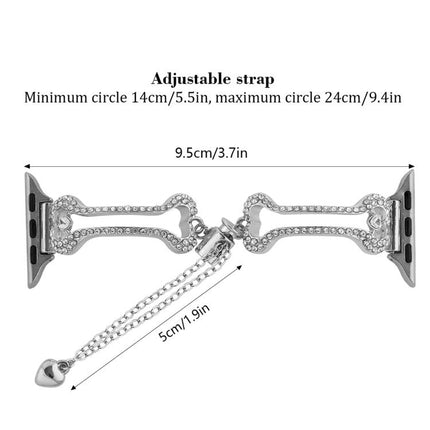 Bone Chain Shaped Diamond Metal Watch Band, For Apple Watch 46mm / 49mm / 45mm / 44mm, For Apple Watch 42mm / 41mm / 40mm / 38mm - DealBuddy