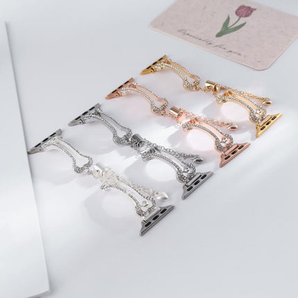 Bone Chain Shaped Diamond Metal Watch Band - DealBuddy