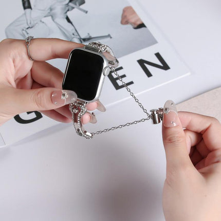 Bone Chain Shaped Diamond Metal Watch Band, For Apple Watch 46mm / 49mm / 45mm / 44mm, For Apple Watch 42mm / 41mm / 40mm / 38mm - DealBuddy