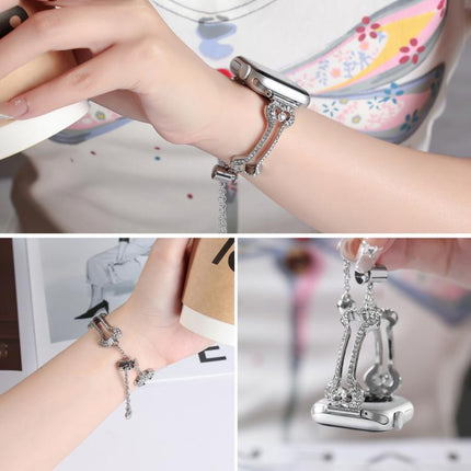 Bone Chain Shaped Diamond Metal Watch Band, For Apple Watch 46mm / 49mm / 45mm / 44mm, For Apple Watch 42mm / 41mm / 40mm / 38mm - DealBuddy