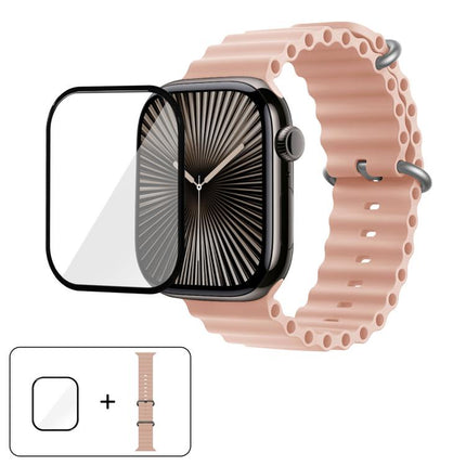 Ocean Silicone Watch Band with 3D Curved Film, For Apple Watch Series 41mm, For Apple Watch Series 38mm, For Apple Watch Series 42mm - DealBuddy