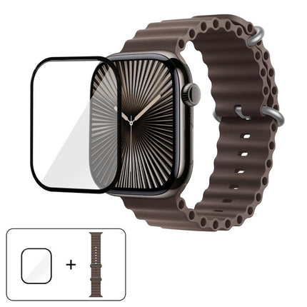 Ocean Silicone Watch Band with 3D Curved Film, For Apple Watch Series 41mm, For Apple Watch Series 38mm, For Apple Watch Series 42mm - DealBuddy