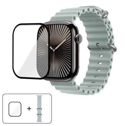 Ocean Silicone Watch Band with 3D Curved Film, For Apple Watch Series 41mm, For Apple Watch Series 38mm, For Apple Watch Series 42mm - DealBuddy