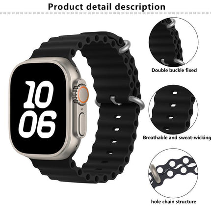 Ocean Silicone Watch Band with 3D Curved Film, For Apple Watch Series 10 46mm, For Apple Watch Series 10 42mm, For Apple Watch Series 44mm