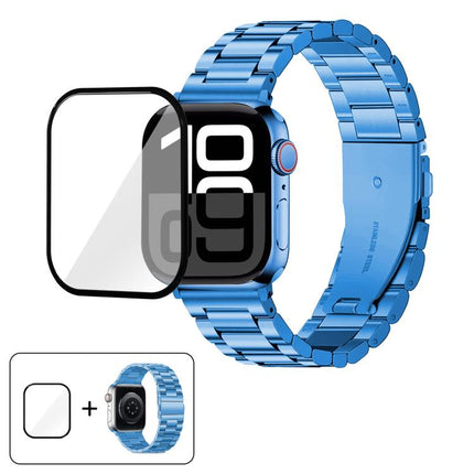 Three Beads Stainless Steel Watch Band with 3D Curved Film, For Apple Watch Series 10 46mm, For Apple Watch Series 10 42mm, For Apple Watch Series 44mm, For Apple Watch Series 40mm - DealBuddy
