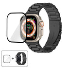 Three Beads Stainless Steel Watch Band with 3D Curved Film, For Apple Watch Ultra 2 / 1 49mm, For Apple Watch Series 45mm, For Apple Watch Series 41mm, For Apple Watch Series 38mm - DealBuddy