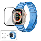 Three Beads Stainless Steel Watch Band with 3D Curved Film, For Apple Watch Ultra 2 / 1 49mm, For Apple Watch Series 45mm, For Apple Watch Series 41mm, For Apple Watch Series 38mm - DealBuddy