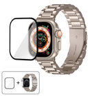 Three Beads Stainless Steel Watch Band with 3D Curved Film, For Apple Watch Ultra 2 / 1 49mm, For Apple Watch Series 45mm, For Apple Watch Series 41mm, For Apple Watch Series 38mm - DealBuddy