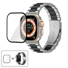 Three Beads Stainless Steel Watch Band with 3D Curved Film, For Apple Watch Ultra 2 / 1 49mm, For Apple Watch Series 45mm, For Apple Watch Series 41mm, For Apple Watch Series 38mm - DealBuddy