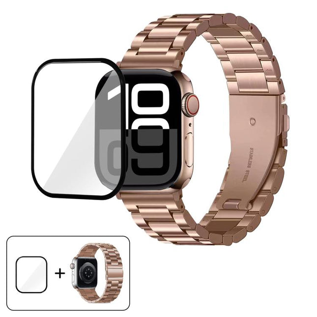 Three Beads Stainless Steel Watch Band with 3D Curved Film