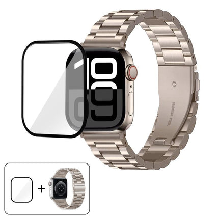 Three Beads Stainless Steel Watch Band with 3D Curved Film