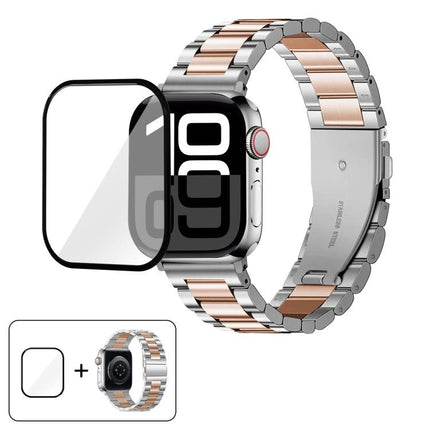 Three Beads Stainless Steel Watch Band with 3D Curved Film