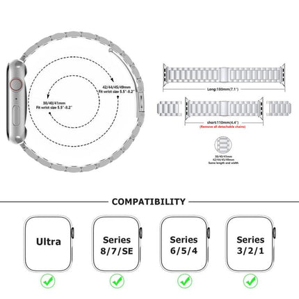Three Beads Stainless Steel Watch Band with 3D Curved Film, For Apple Watch Series 42mm - DealBuddy