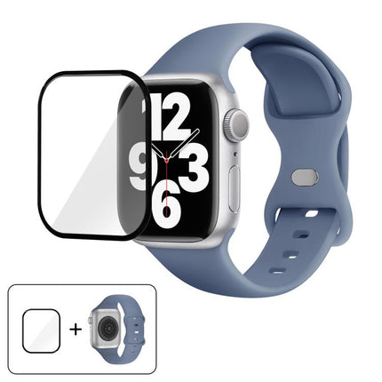 Butterfly Buckle Silicone Watch Band with 3D Curved Film, For Apple Watch Series 41mm, For Apple Watch Series 38mm, For Apple Watch Series 42mm - DealBuddy