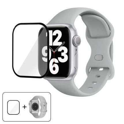 Butterfly Buckle Silicone Watch Band with 3D Curved Film, For Apple Watch Series 41mm, For Apple Watch Series 38mm, For Apple Watch Series 42mm - DealBuddy
