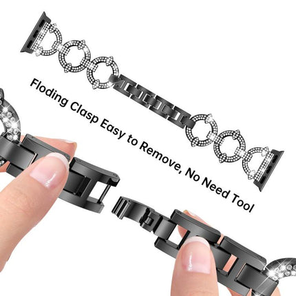 xDfind O-shaped Diamond Metal Watch Band with Tempered Film Integrated PC Cover - DealBuddy