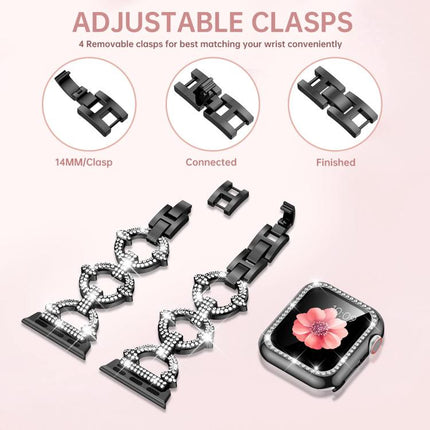 xDfind O-shaped Diamond Metal Watch Band with Tempered Film Integrated PC Cover - DealBuddy