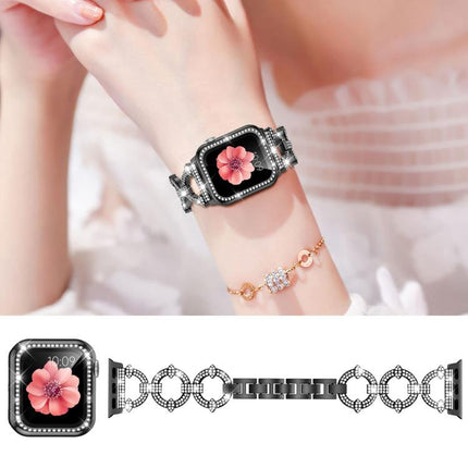 xDfind O-shaped Diamond Metal Watch Band with Tempered Film Integrated PC Cover - DealBuddy