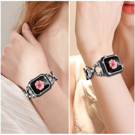 xDfind O-shaped Diamond Metal Watch Band with Tempered Film Integrated PC Cover - DealBuddy