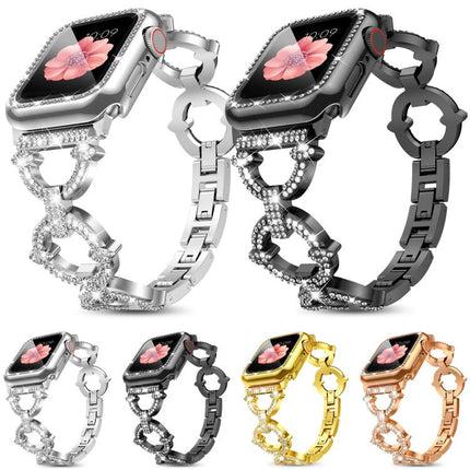 xDfind O-shaped Diamond Metal Watch Band with Tempered Film Integrated PC Cover - DealBuddy