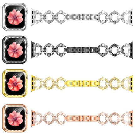 xDfind O-shaped Diamond Metal Watch Band with Tempered Film Integrated PC Cover - DealBuddy