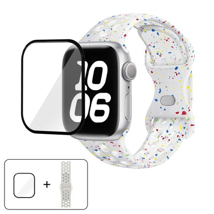 Butterfly Buckle Color Dot Silicone Watch Band with 3D Curved Film