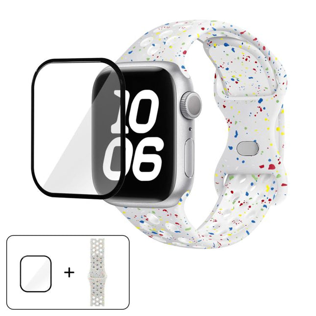 Butterfly Buckle Color Dot Silicone Watch Band with 3D Curved Film