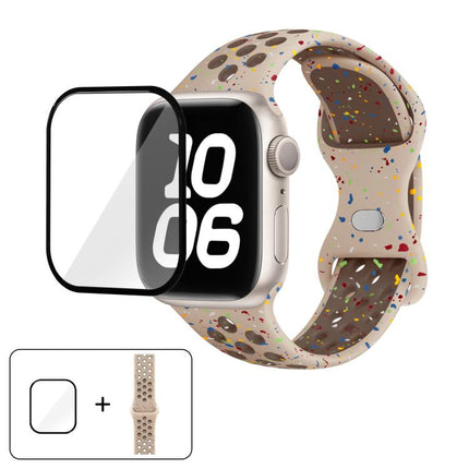 Butterfly Buckle Color Dot Silicone Watch Band with 3D Curved Film