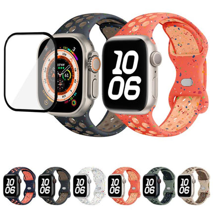 Butterfly Buckle Color Dot Silicone Watch Band with 3D Curved Film
