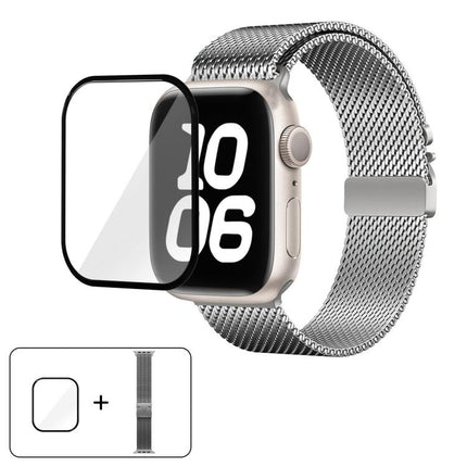 Umbrella Buckle Milanese Stainless Steel Watch Band with 3D Curved Film, For Apple Watch Series 10 46mm, For Apple Watch Series 10 42mm, For Apple Watch Series 44mm, For Apple Watch Series 40mm, For Apple Watch Ultra 2 / 1 49mm                         ... - DealBuddy