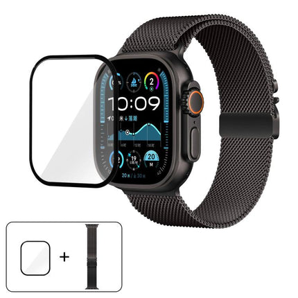 Umbrella Buckle Milanese Stainless Steel Watch Band with 3D Curved Film