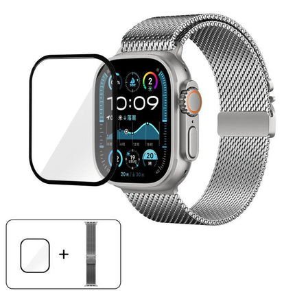 Umbrella Buckle Milanese Stainless Steel Watch Band with 3D Curved Film
