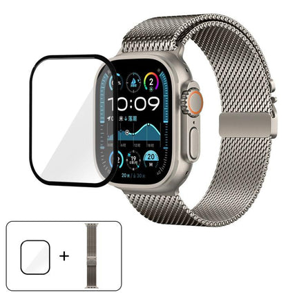 Umbrella Buckle Milanese Stainless Steel Watch Band with 3D Curved Film, For Apple Watch Series 10 46mm, For Apple Watch Series 10 42mm, For Apple Watch Series 44mm, For Apple Watch Series 40mm, For Apple Watch Ultra 2 / 1 49mm                         ... - DealBuddy