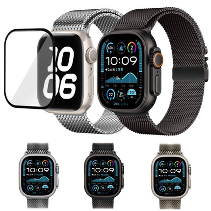 Umbrella Buckle Milanese Stainless Steel Watch Band with 3D Curved Film