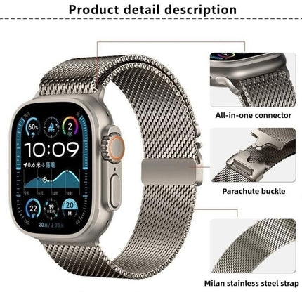 Umbrella Buckle Milanese Stainless Steel Watch Band with 3D Curved Film