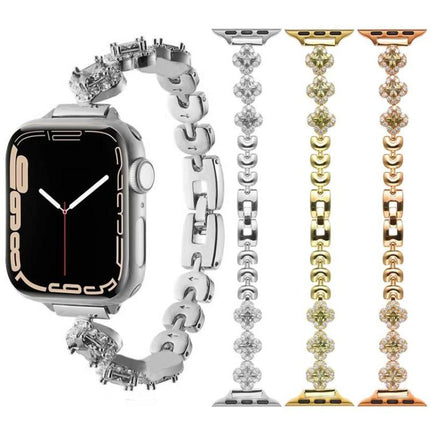 xDfind Four-leaf Clover Diamond Metal Watch Band