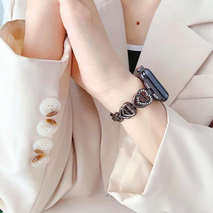 xDfind Double Heart Diamond Metal Watch Band - DealBuddy